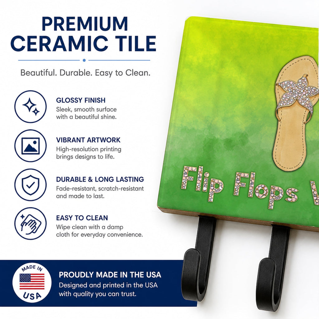Flip Flops Welcome Leash or Key Holder Wall Hooks, Coat Rack Wall Mount, for Hanging Keys, Towels, Aprons, Leashes