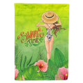 Summer Time Lady in Swimsuit House Flag 28x40 Porch Sleeve Pole Decorative Outside Yard Banner Artwork Wall Hanging, Polyester