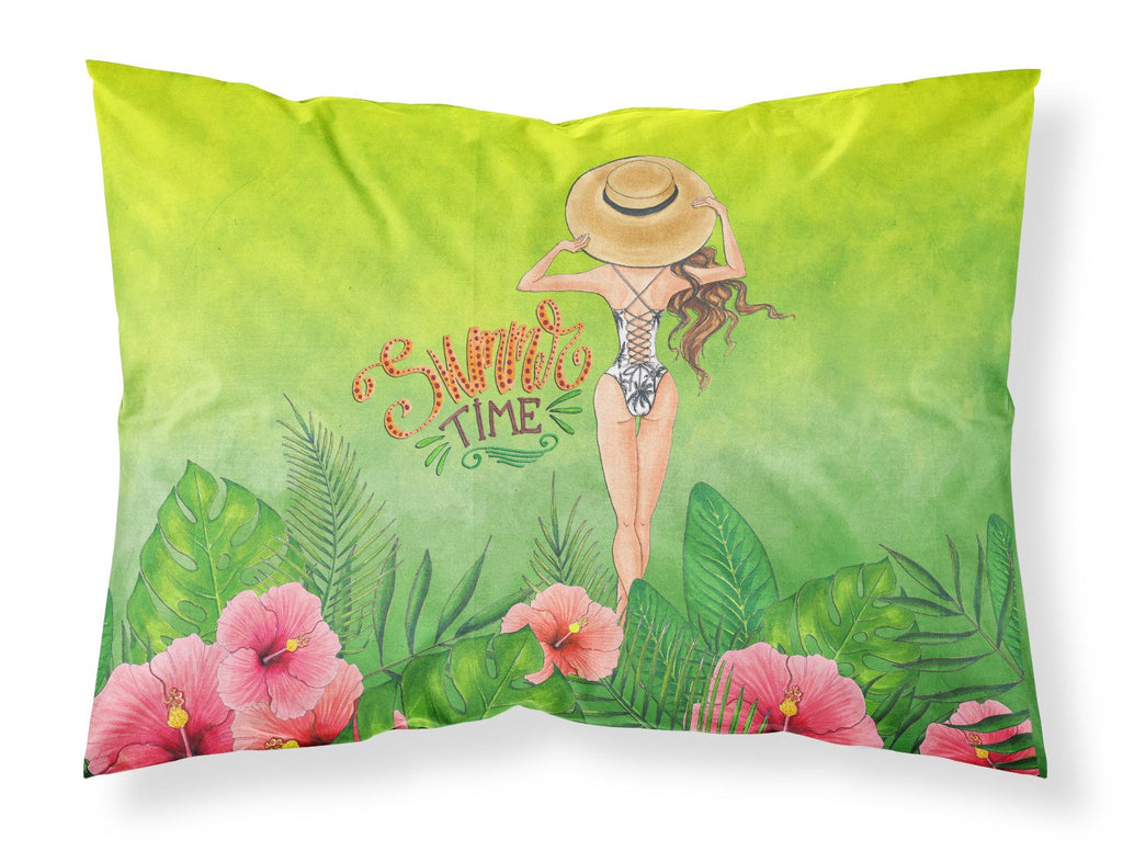 Summer Time Lady in Swimsuit Standard Pillowcase Lightweight Super Soft Easy Care Decorative Artwork Pillowcase, Standard
