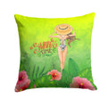 Summer Time Lady in Swimsuit Decorative Throw Pillow 14x14 Indoor Outdoor Accent Cushion, Fabric Cover with Insert for Sofa, Bed, Porch & Living Room