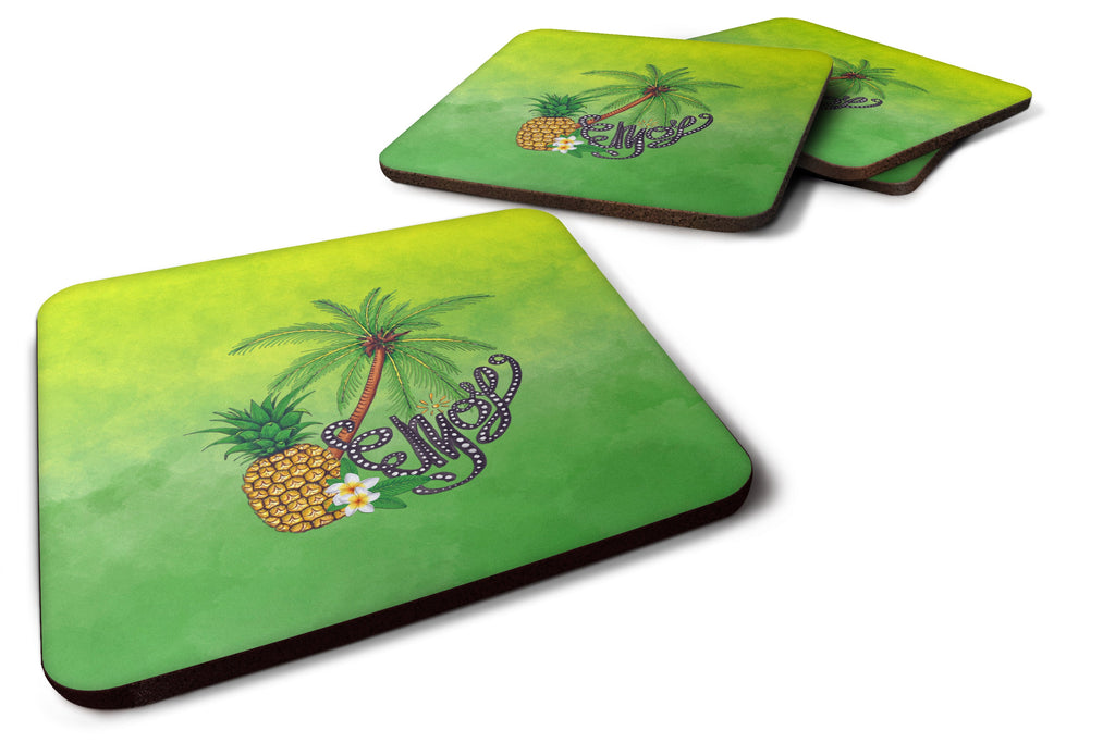 Summer Enjoy Foam Coasters Set of 4 Cup Coasters for Indoor Outdoor, Tabletop Protection, Anti Slip, Mouse pad Material