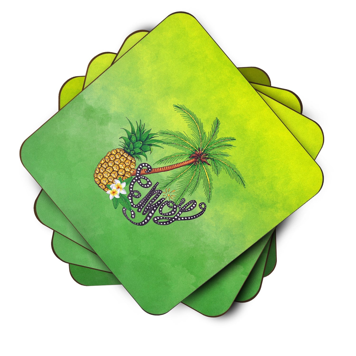Summer Enjoy Foam Coasters Set of 4 Cup Coasters for Indoor Outdoor, Tabletop Protection, Anti Slip, Mouse pad Material
