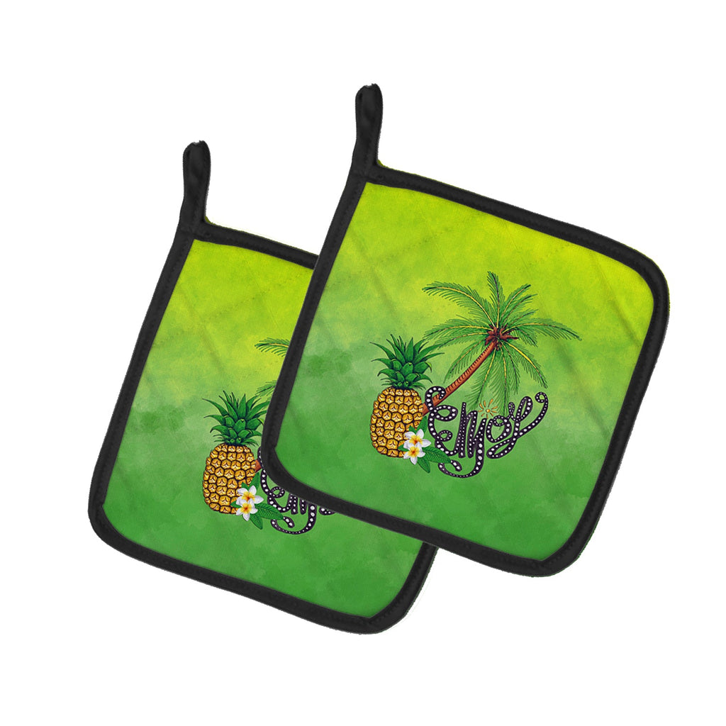 Summer Enjoy Pot Holder Set of 2 Heat Resistant Quilted Hot Pads 7.5 x 7.5 Inch, Insulated Kitchen Trivets for Cooking & Baking