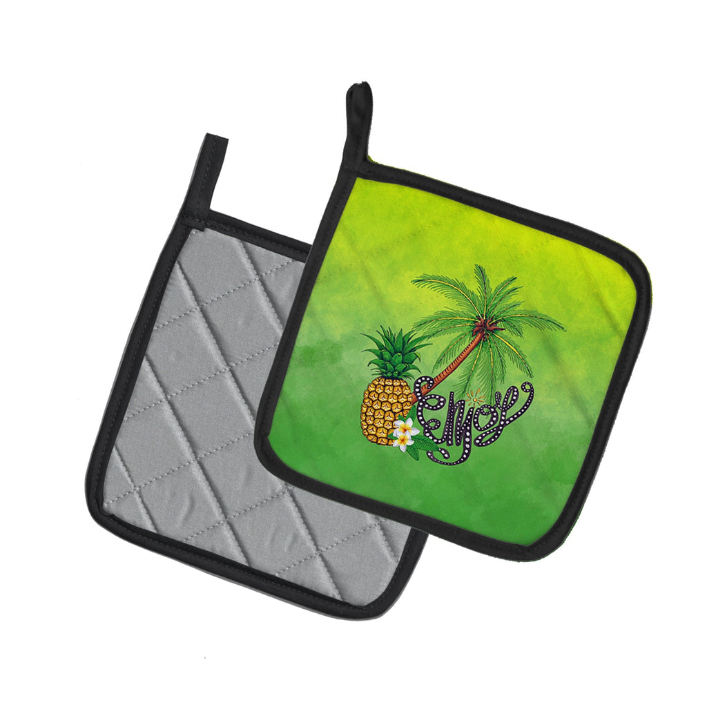 Summer Enjoy Pot Holder Set of 2 Heat Resistant Quilted Hot Pads 7.5 x 7.5 Inch, Insulated Kitchen Trivets for Cooking & Baking