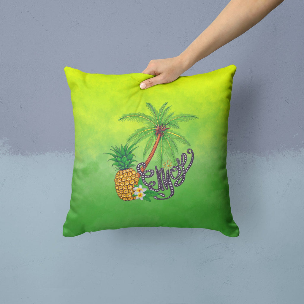 Summer Enjoy Decorative Throw Pillow 14x14 Indoor Outdoor Accent Cushion, Fabric Cover with Insert for Sofa, Bed, Porch & Living Room