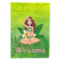 Welcome Lady in Bikini Summer House Flag 28x40 Porch Sleeve Pole Decorative Outside Yard Banner Artwork Wall Hanging, Polyester