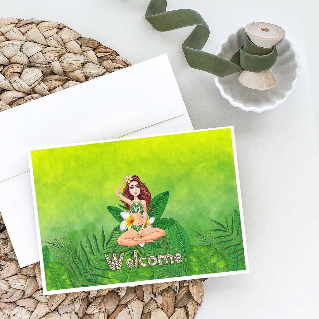 Welcome Lady in Bikini Summer Greeting Cards Pack of 8 Blank Cards with Envelopes Whimsical A7 Size 5x7