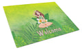 Welcome Lady in Bikini Summer Cutting Board Tempered Glass Kitchen Cutting Surface, Heat Resistant Chopping, Non-Slip Feet, Food Prep & Serving