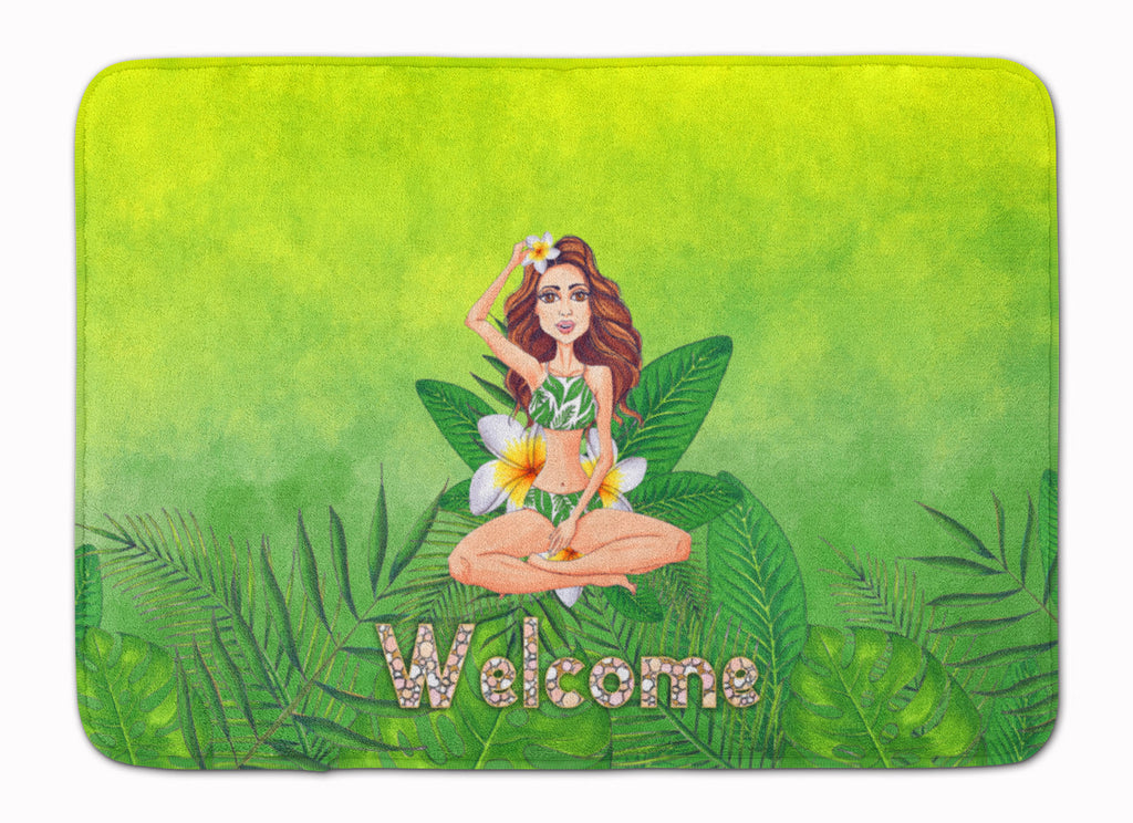 Welcome Lady in Bikini Summer Memory Foam Kitchen Mat Machine Washable Anti-Fatigue Cushion Comfort Bath or Kitchen Rug