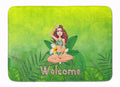 Welcome Lady in Bikini Summer Memory Foam Kitchen Mat Machine Washable Anti-Fatigue Cushion Comfort Bath or Kitchen Rug