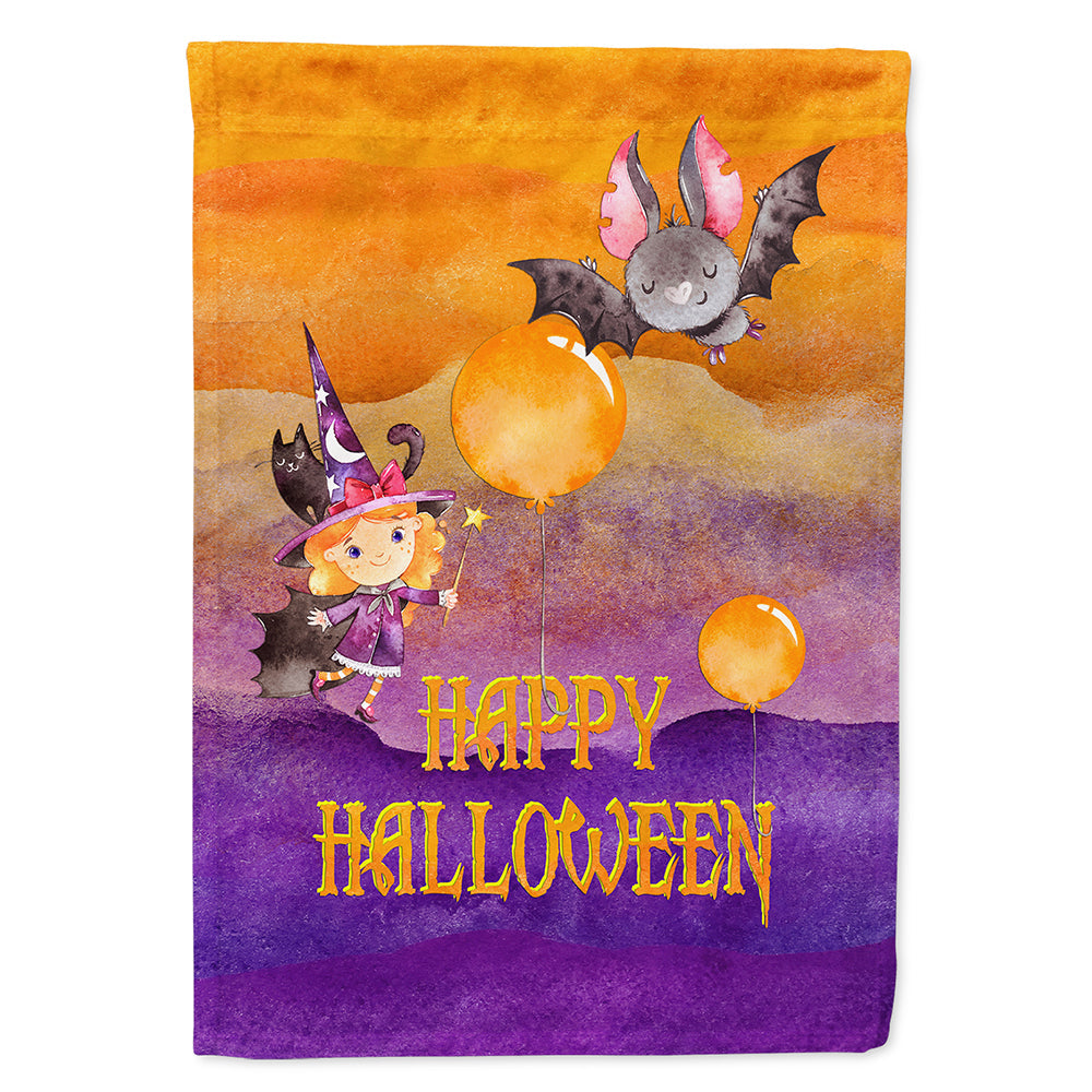Halloween Little Witch and Bat House Flag 28x40 Porch Sleeve Pole Decorative Outside Yard Banner Artwork Wall Hanging, Polyester
