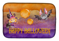 Halloween Little Witch and Bat Dish Drying Mat Absorbent Dish Drying Mat Pad for Kitchen Counter Dish Drainer Mat for Countertop, 14 x 21", Multicolor