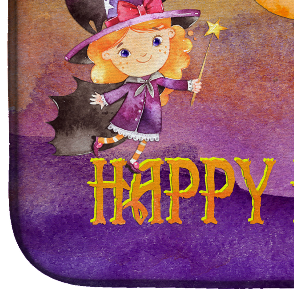 Halloween Little Witch and Bat Dish Drying Mat Absorbent Dish Drying Mat Pad for Kitchen Counter Dish Drainer Mat for Countertop, 14 x 21", Multicolor