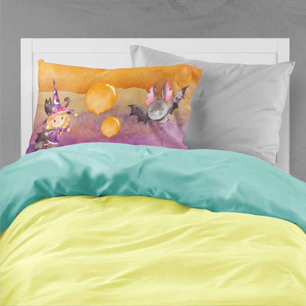 Halloween Little Witch and Bat Standard Pillowcase Lightweight Super Soft Easy Care Decorative Artwork Pillowcase, Standard