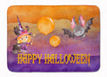Halloween Little Witch and Bat Memory Foam Kitchen Mat Machine Washable Anti-Fatigue Cushion Comfort Bath or Kitchen Rug