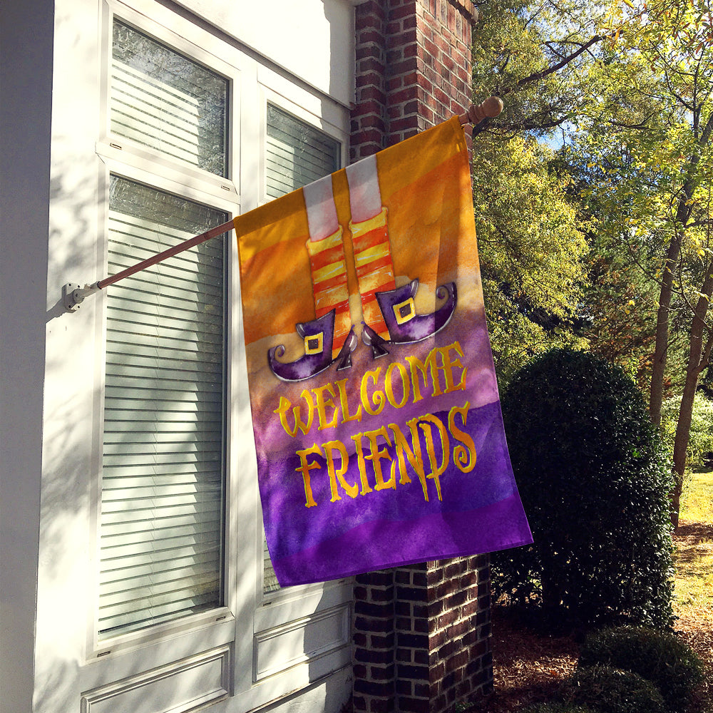 Halloween Welcome Witches Feet House Flag 28x40 Porch Sleeve Pole Decorative Outside Yard Banner Artwork Wall Hanging, Polyester