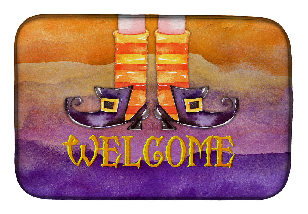 Halloween Welcome Witches Feet Dish Drying Mat Absorbent Dish Drying Mat Pad for Kitchen Counter Dish Drainer Mat for Countertop, 14 x 21", Multicolor