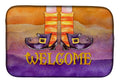 Halloween Welcome Witches Feet Dish Drying Mat Absorbent Dish Drying Mat Pad for Kitchen Counter Dish Drainer Mat for Countertop, 14 x 21", Multicolor