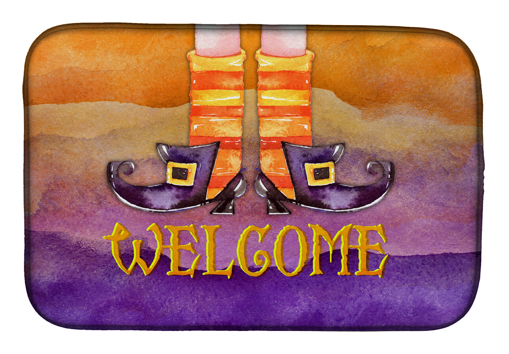 Halloween Welcome Witches Feet Dish Drying Mat Absorbent Dish Drying Mat Pad for Kitchen Counter Dish Drainer Mat for Countertop, 14 x 21", Multicolor