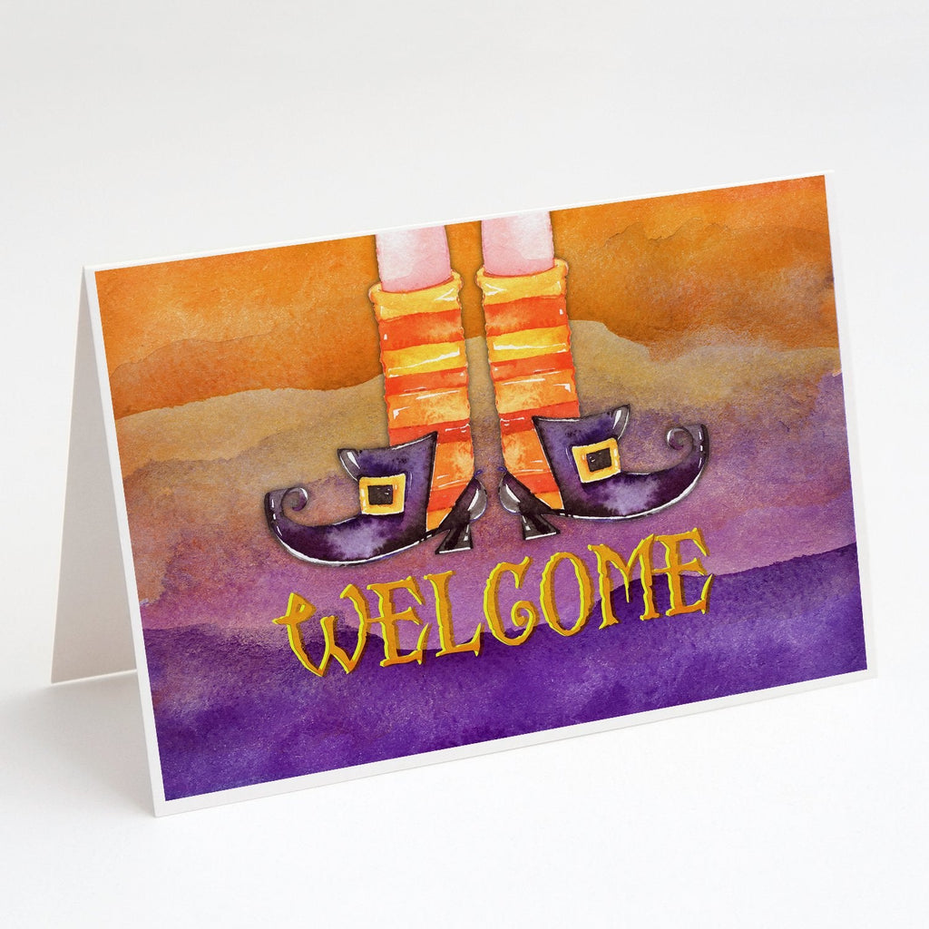 Halloween Welcome Witches Feet Greeting Cards Pack of 8 Blank Cards with Envelopes Whimsical A7 Size 5x7