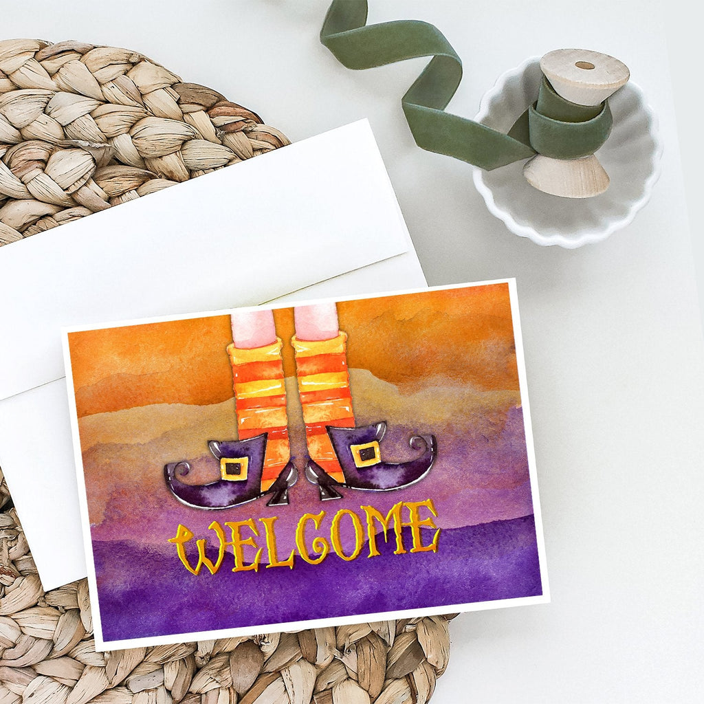 Halloween Welcome Witches Feet Greeting Cards Pack of 8 Blank Cards with Envelopes Whimsical A7 Size 5x7
