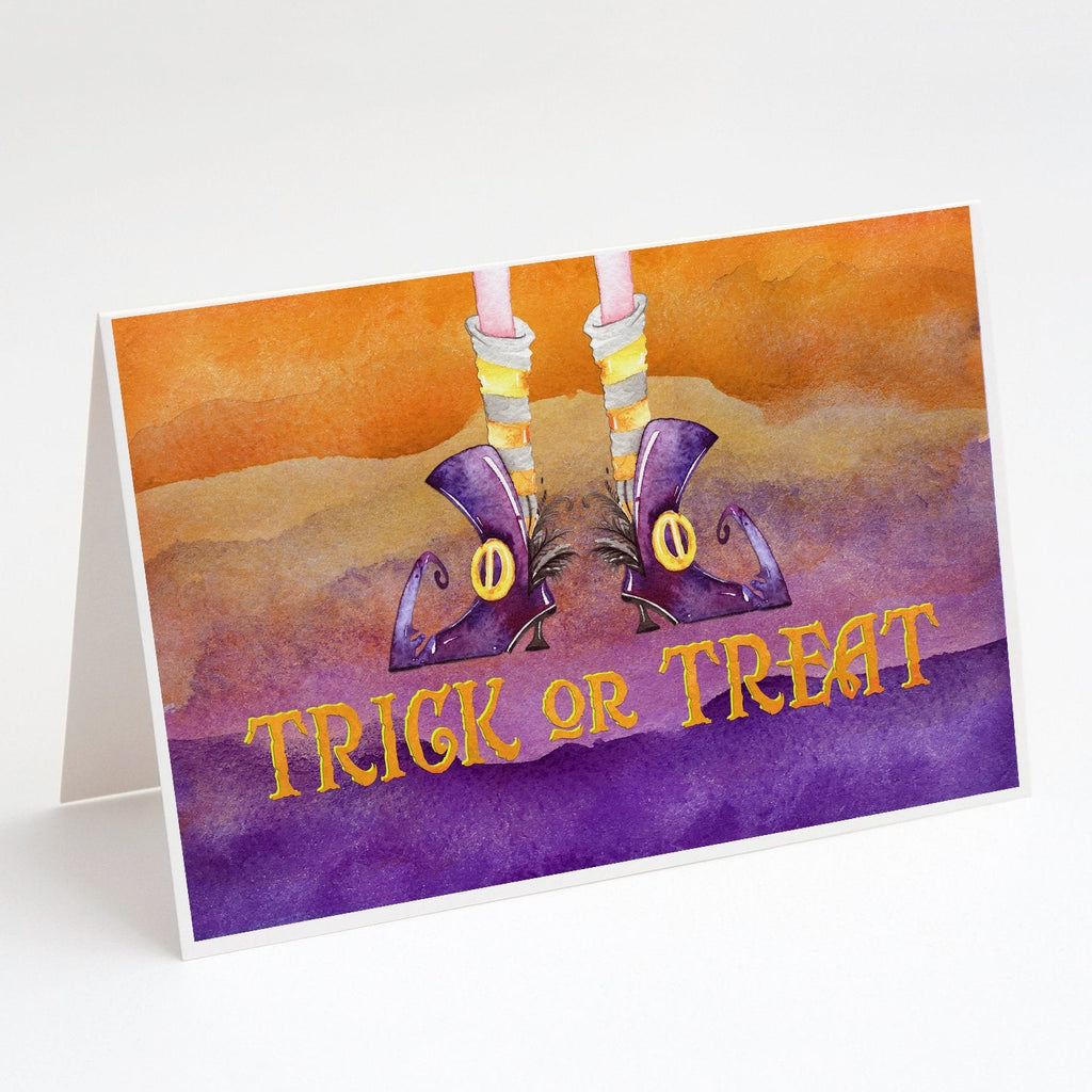 Halloween Trick Witches Feet Greeting Cards Pack of 8 Blank Cards with Envelopes Whimsical A7 Size 5x7