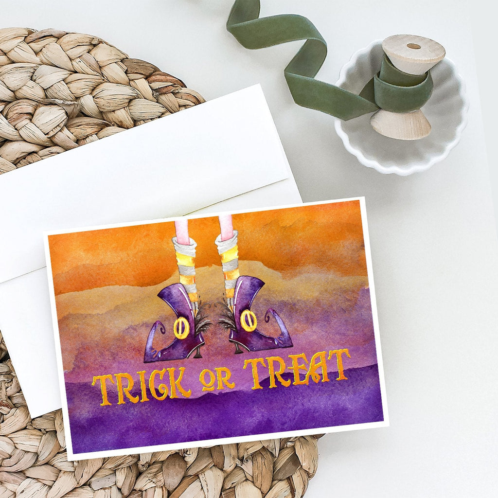 Halloween Trick Witches Feet Greeting Cards Pack of 8 Blank Cards with Envelopes Whimsical A7 Size 5x7