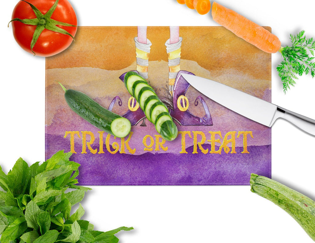 Halloween Trick Witches Feet Cutting Board Tempered Glass Kitchen Cutting Surface, Heat Resistant Chopping, Non-Slip Feet, Food Prep & Serving