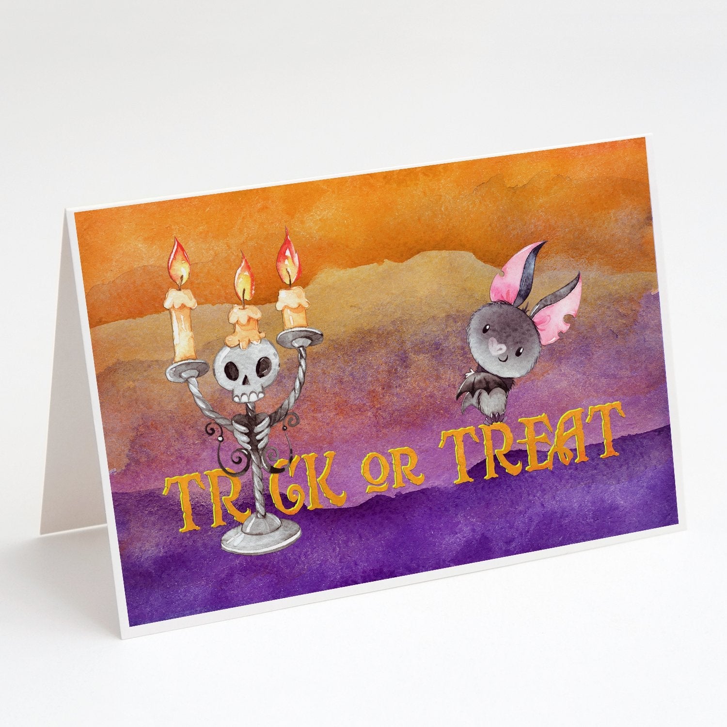 Halloween Trick or Treat Greeting Cards Pack of 8 Blank Cards with Envelopes Whimsical A7 Size 5x7