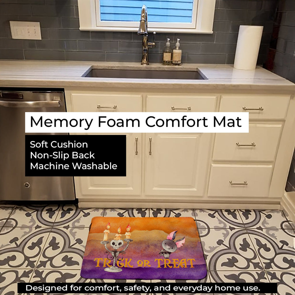 Halloween Trick or Treat Memory Foam Kitchen Mat Machine Washable Anti-Fatigue Cushion Comfort Bath or Kitchen Rug