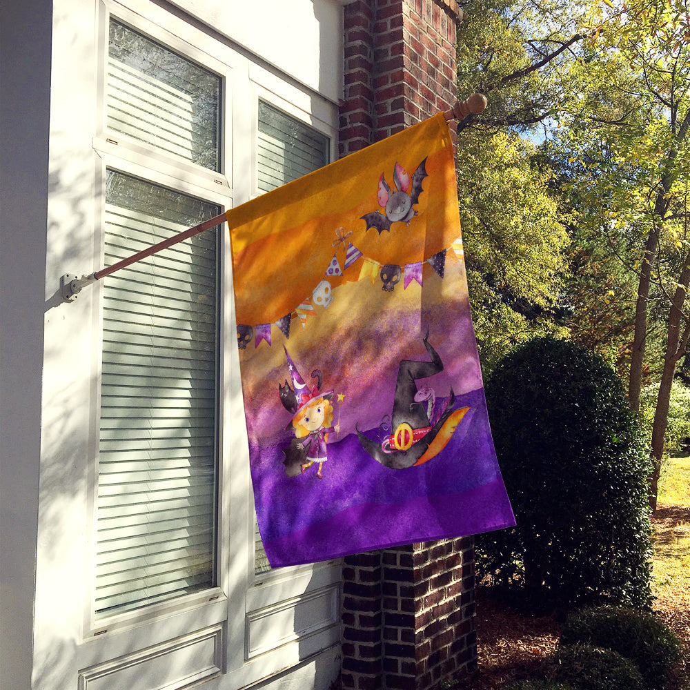Halloween Little Witch Party House Flag 28x40 Porch Sleeve Pole Decorative Outside Yard Banner Artwork Wall Hanging, Polyester