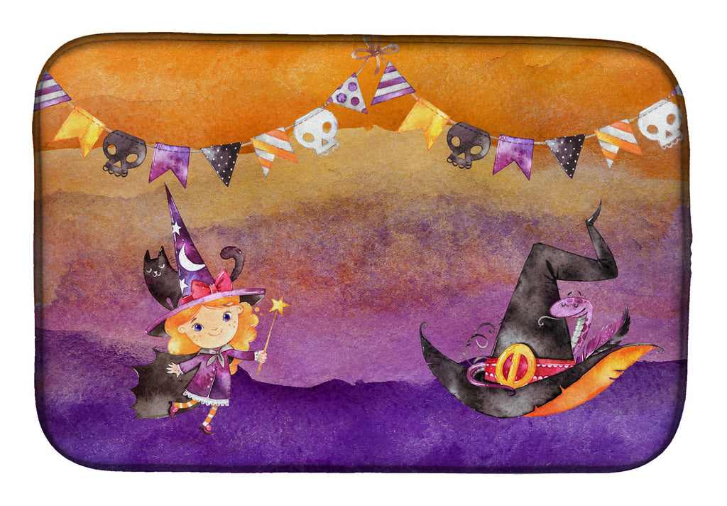 Halloween Little Witch Party Dish Drying Mat Absorbent Dish Drying Mat Pad for Kitchen Counter Dish Drainer Mat for Countertop, 14 x 21", Multicolor