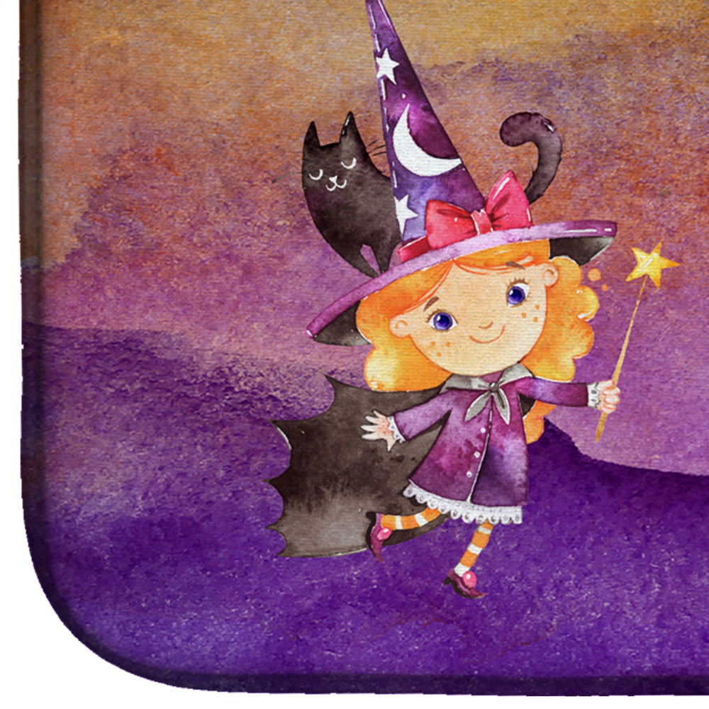Halloween Little Witch Party Dish Drying Mat Absorbent Dish Drying Mat Pad for Kitchen Counter Dish Drainer Mat for Countertop, 14 x 21", Multicolor