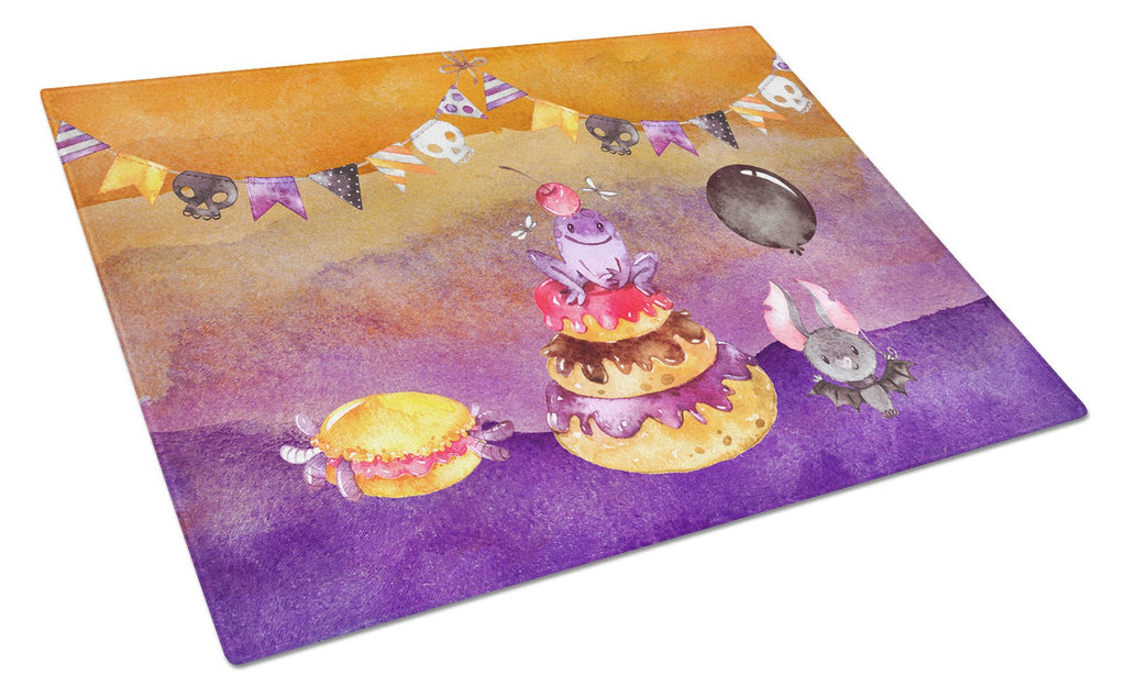 Halloween Sweets Party Cutting Board Tempered Glass Kitchen Cutting Surface, Heat Resistant Chopping, Non-Slip Feet, Food Prep & Serving