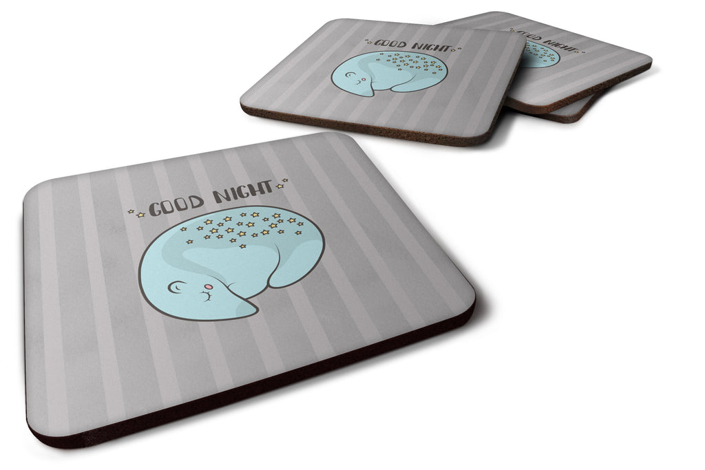 Nursery Good Night Opossum Foam Coasters Set of 4 Cup Coasters for Indoor Outdoor, Tabletop Protection, Anti Slip, Mouse pad Material