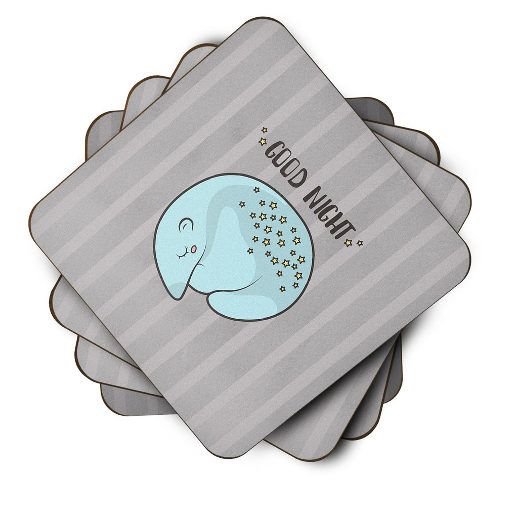 Nursery Good Night Opossum Foam Coasters Set of 4 Cup Coasters for Indoor Outdoor, Tabletop Protection, Anti Slip, Mouse pad Material