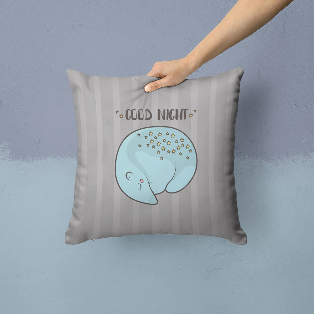 Nursery Good Night Opossum Decorative Throw Pillow 14x14 Indoor Outdoor Accent Cushion, Fabric Cover with Insert for Sofa, Bed, Porch & Living Room