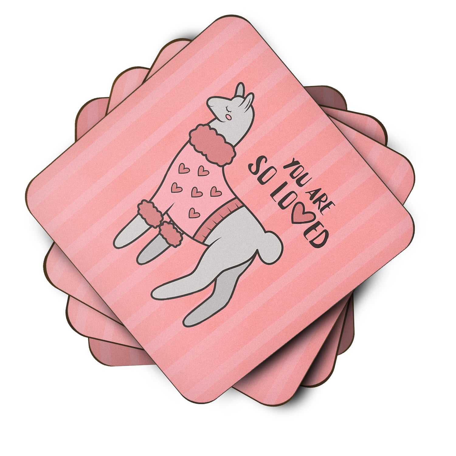 Nursery You are so Loved Llama Foam Coasters Set of 4 Cup Coasters for Indoor Outdoor, Tabletop Protection, Anti Slip, Mouse pad Material