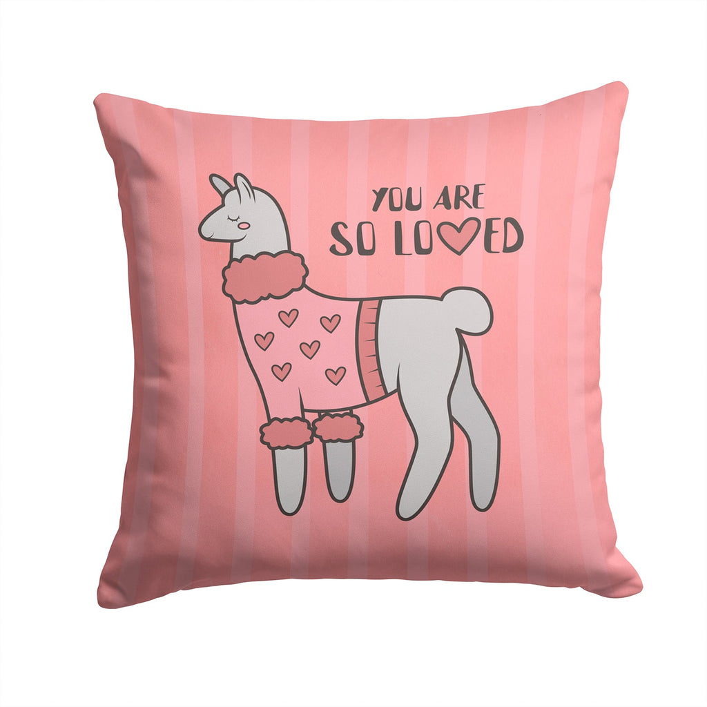Nursery You are so Loved Llama Decorative Throw Pillow 14x14 Indoor Outdoor Accent Cushion, Fabric Cover with Insert for Sofa, Bed, Porch & Living Room