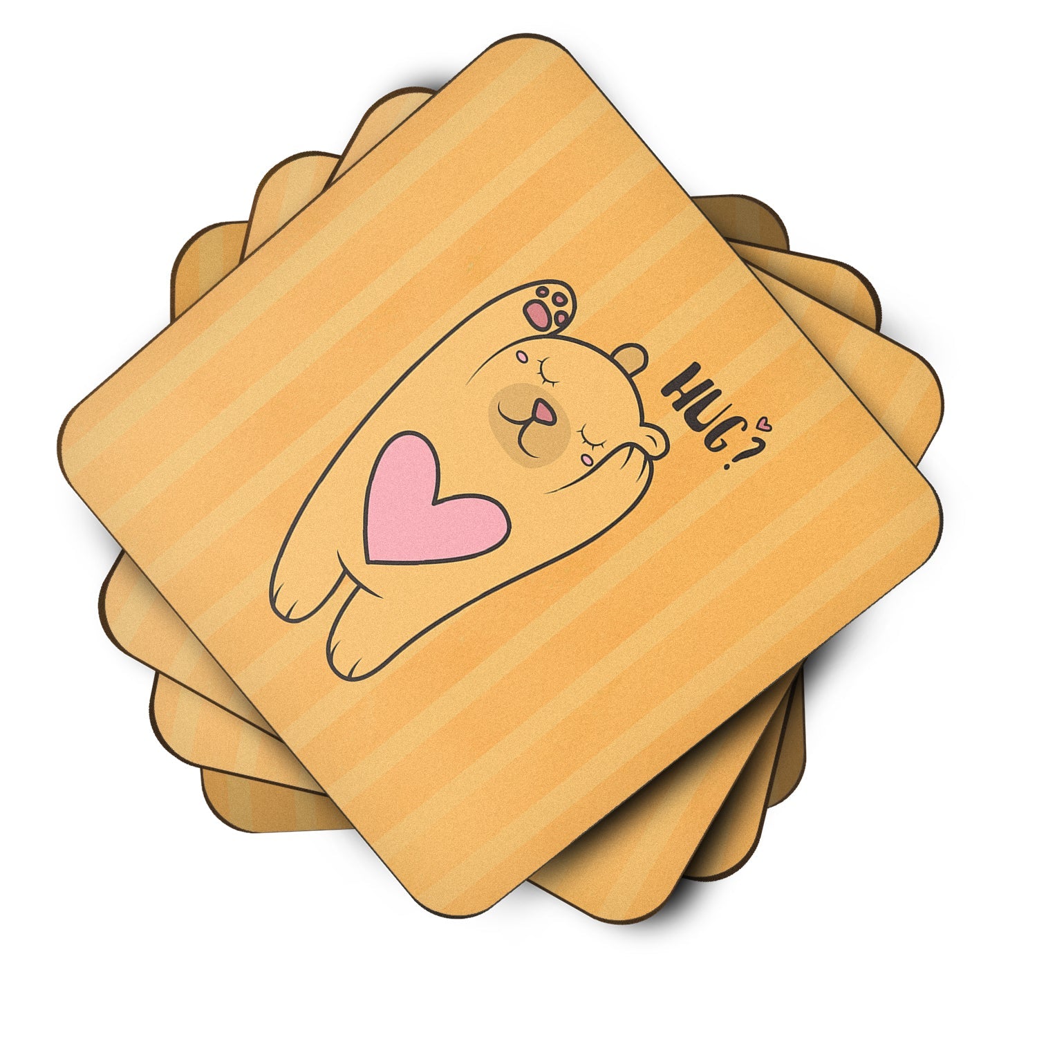 Nursery Hug Bear Foam Coasters Set of 4 Cup Coasters for Indoor Outdoor, Tabletop Protection, Anti Slip, Mouse pad Material