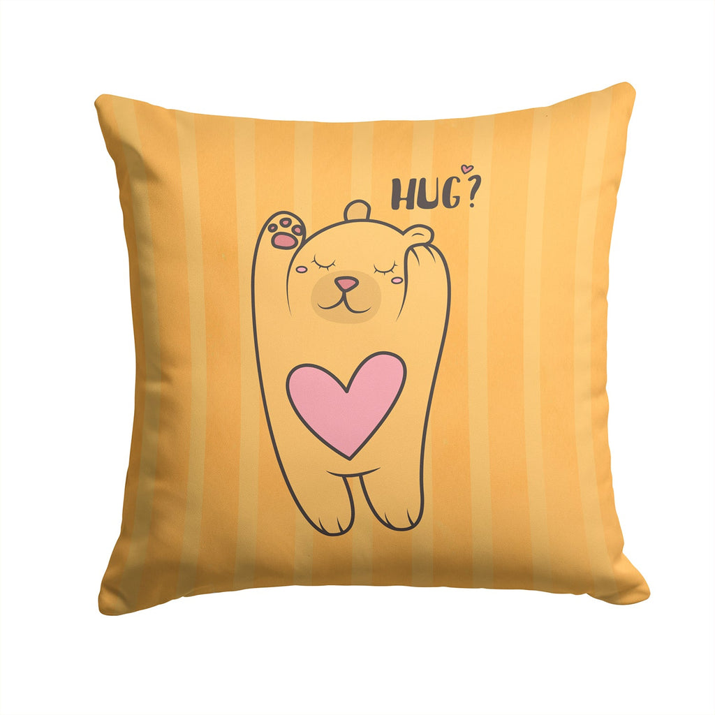 Nursery Hug Bear Decorative Throw Pillow 14x14 Indoor Outdoor Accent Cushion, Fabric Cover with Insert for Sofa, Bed, Porch & Living Room