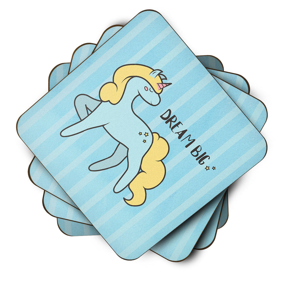 Nursery Dream Big Unicorn Foam Coasters Set of 4 Cup Coasters for Indoor Outdoor, Tabletop Protection, Anti Slip, Mouse pad Material