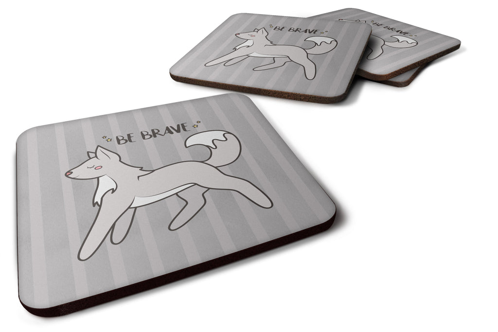 Nursery Be Brave Wolf Foam Coasters Set of 4 Cup Coasters for Indoor Outdoor, Tabletop Protection, Anti Slip, Mouse pad Material