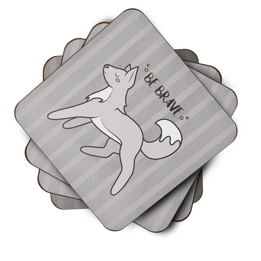 Nursery Be Brave Wolf Foam Coasters Set of 4 Cup Coasters for Indoor Outdoor, Tabletop Protection, Anti Slip, Mouse pad Material