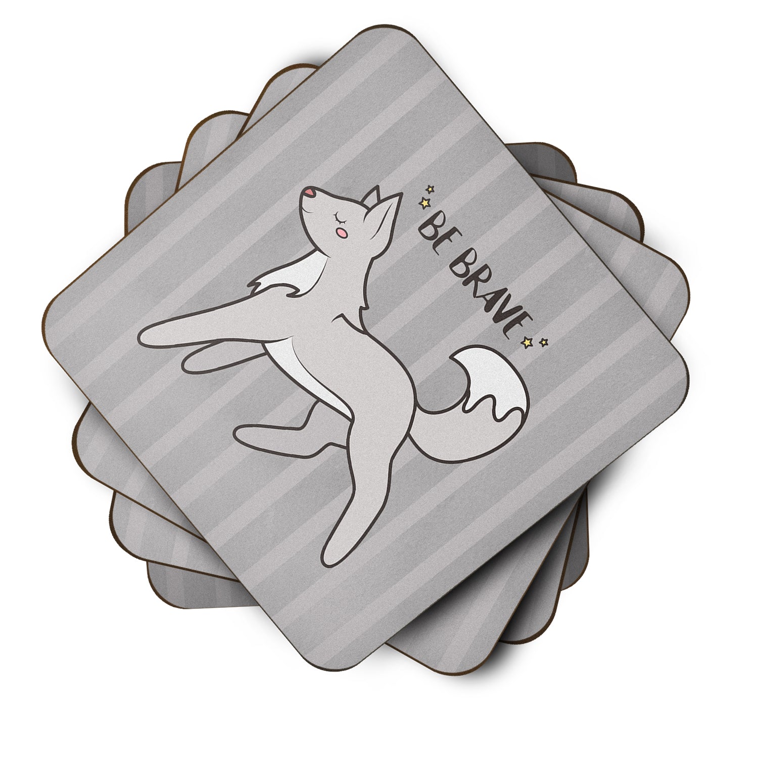 Nursery Be Brave Wolf Foam Coasters Set of 4 Cup Coasters for Indoor Outdoor, Tabletop Protection, Anti Slip, Mouse pad Material