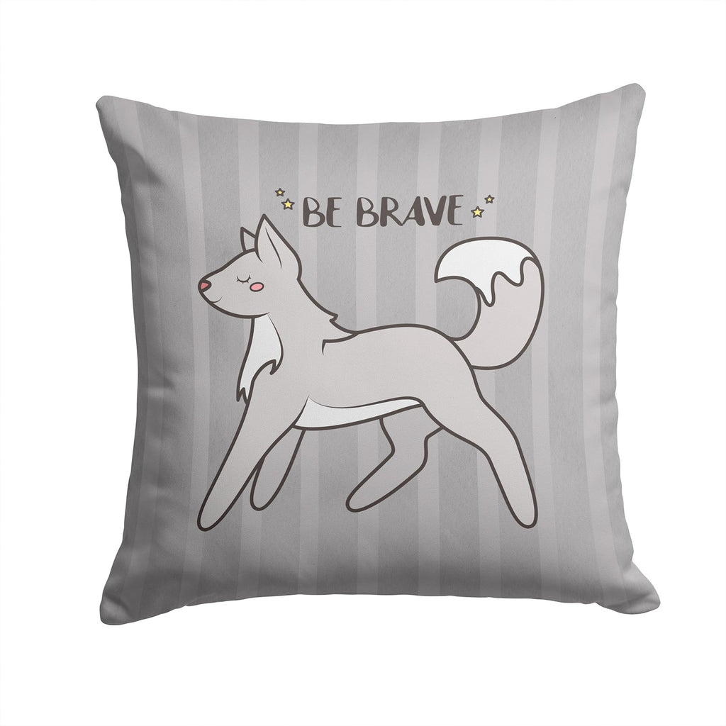Nursery Be Brave Wolf Decorative Throw Pillow 14x14 Indoor Outdoor Accent Cushion, Fabric Cover with Insert for Sofa, Bed, Porch & Living Room