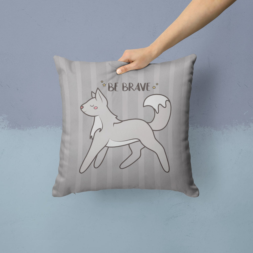 Nursery Be Brave Wolf Decorative Throw Pillow 14x14 Indoor Outdoor Accent Cushion, Fabric Cover with Insert for Sofa, Bed, Porch & Living Room