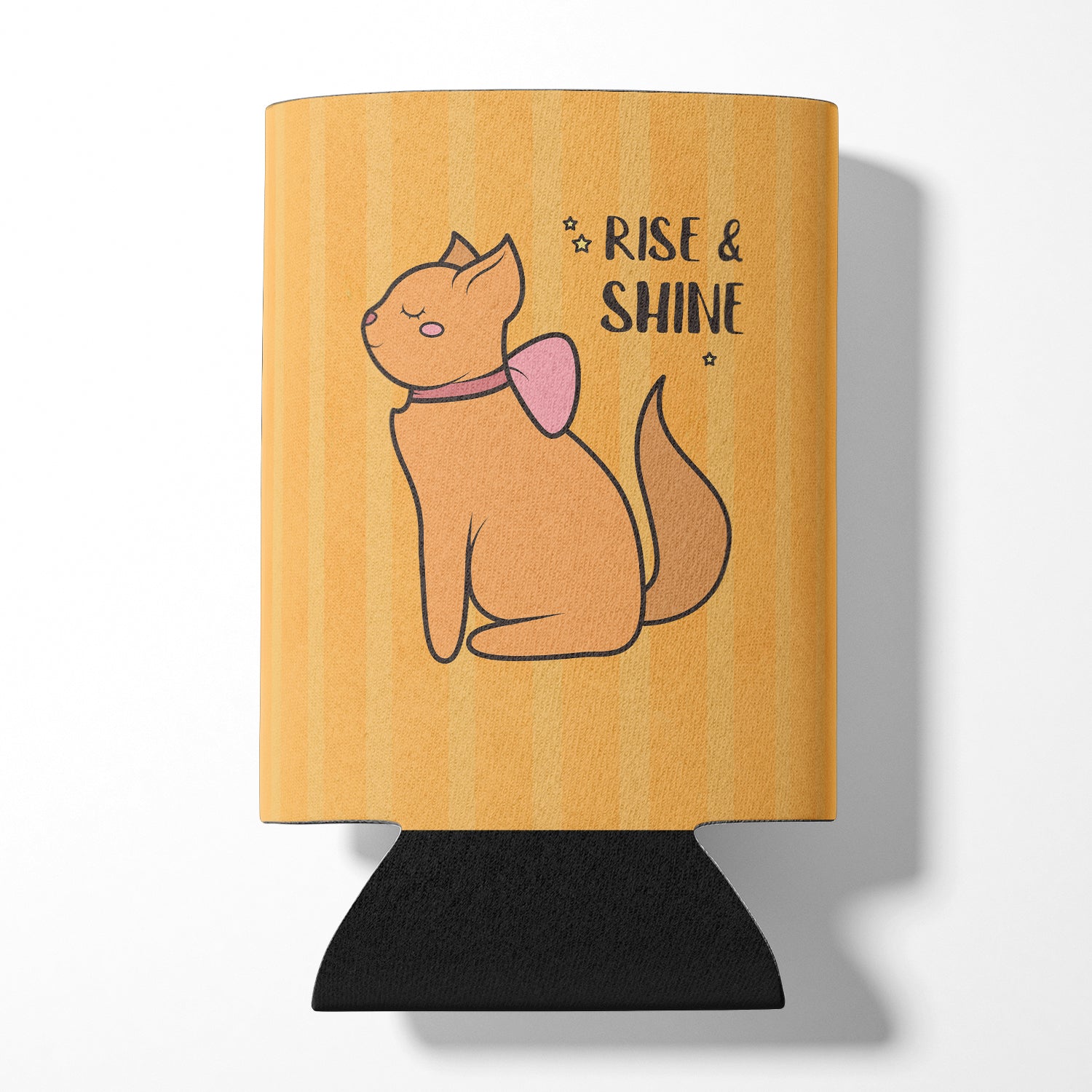 Nursery Rise and Shine Cat Can or Bottle Hugger Cooler Sleeve for Standard 12 oz Cans, Insulated Foam Beer & Soda Can Hugger Reusable