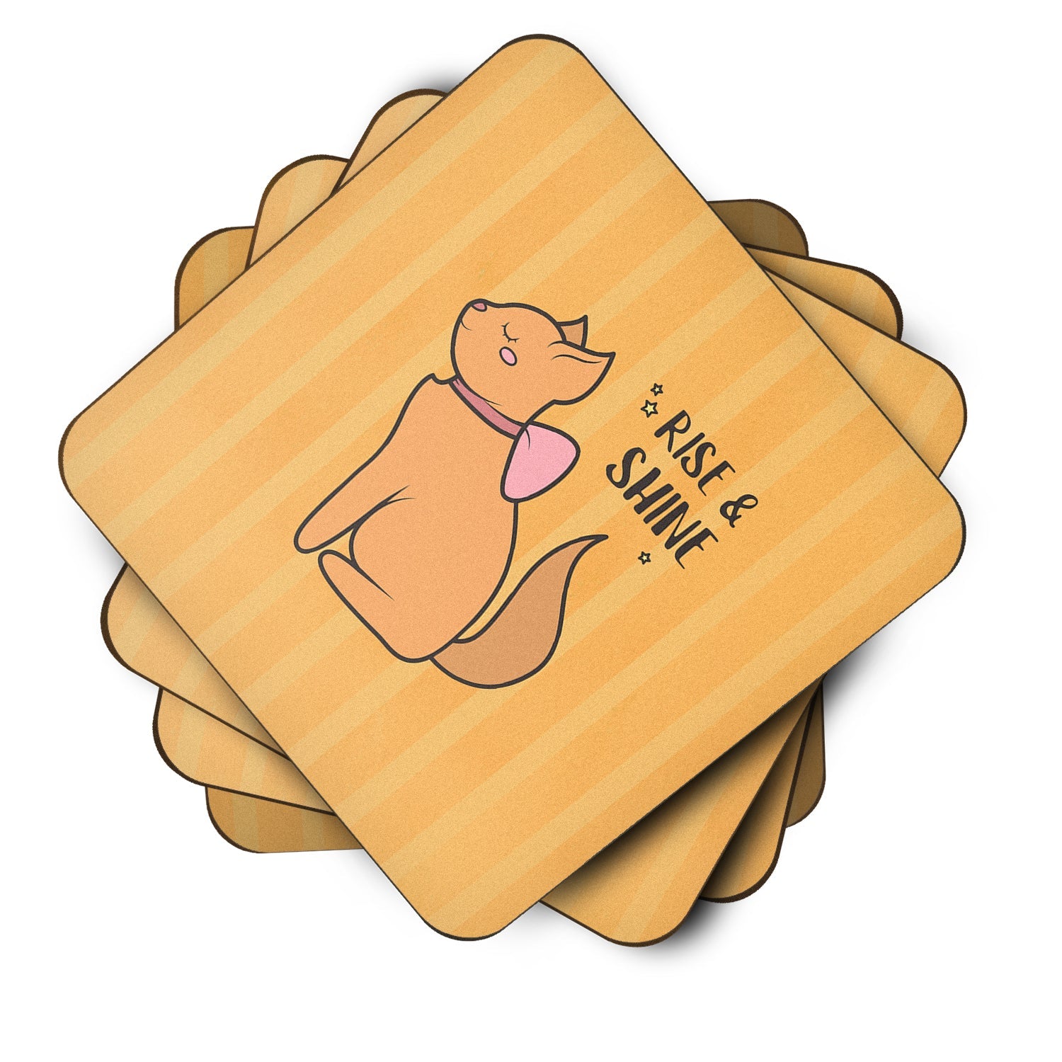 Nursery Rise and Shine Cat Foam Coasters Set of 4 Cup Coasters for Indoor Outdoor, Tabletop Protection, Anti Slip, Mouse pad Material