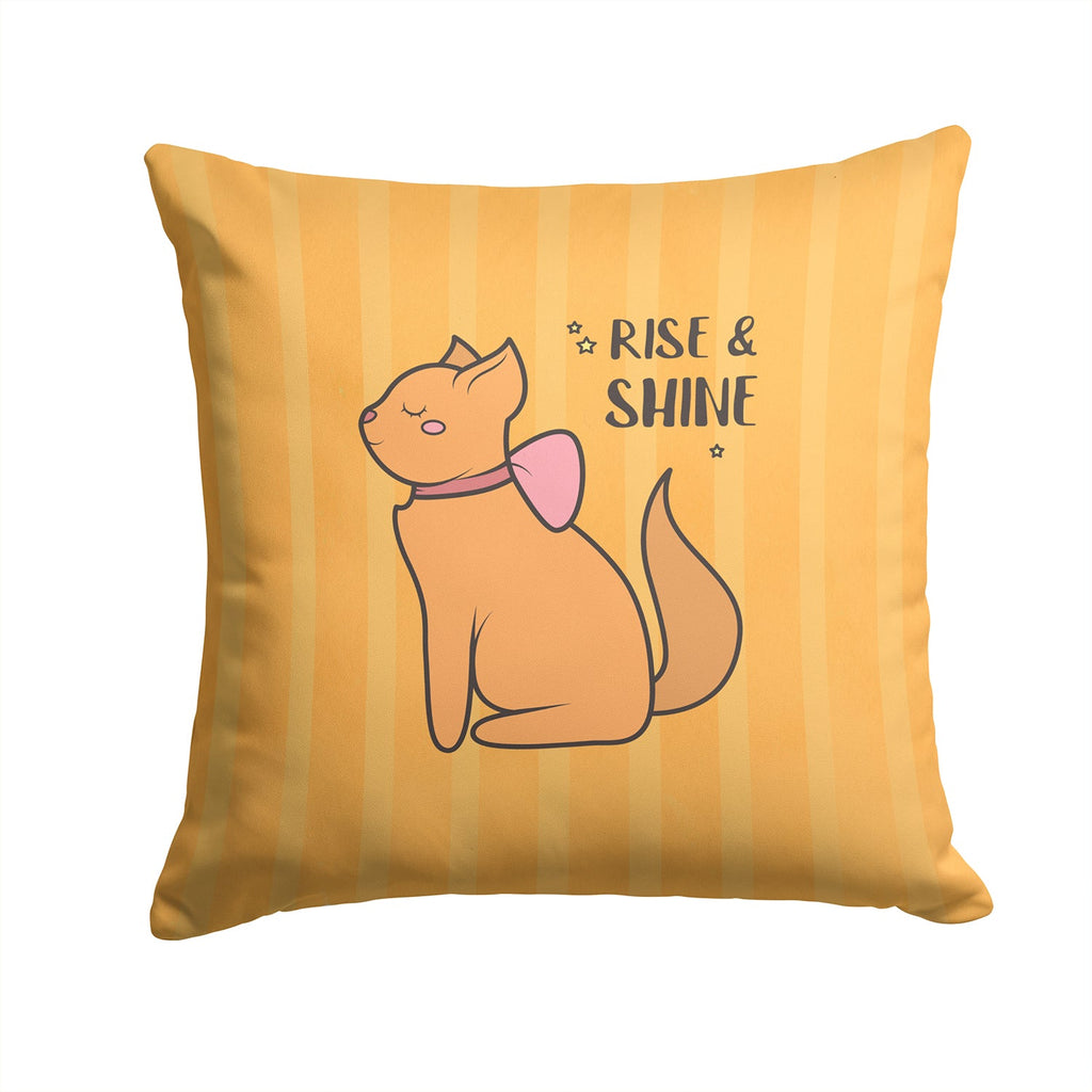 Nursery Rise and Shine Cat Decorative Throw Pillow 14x14 Indoor Outdoor Accent Cushion, Fabric Cover with Insert for Sofa, Bed, Porch & Living Room